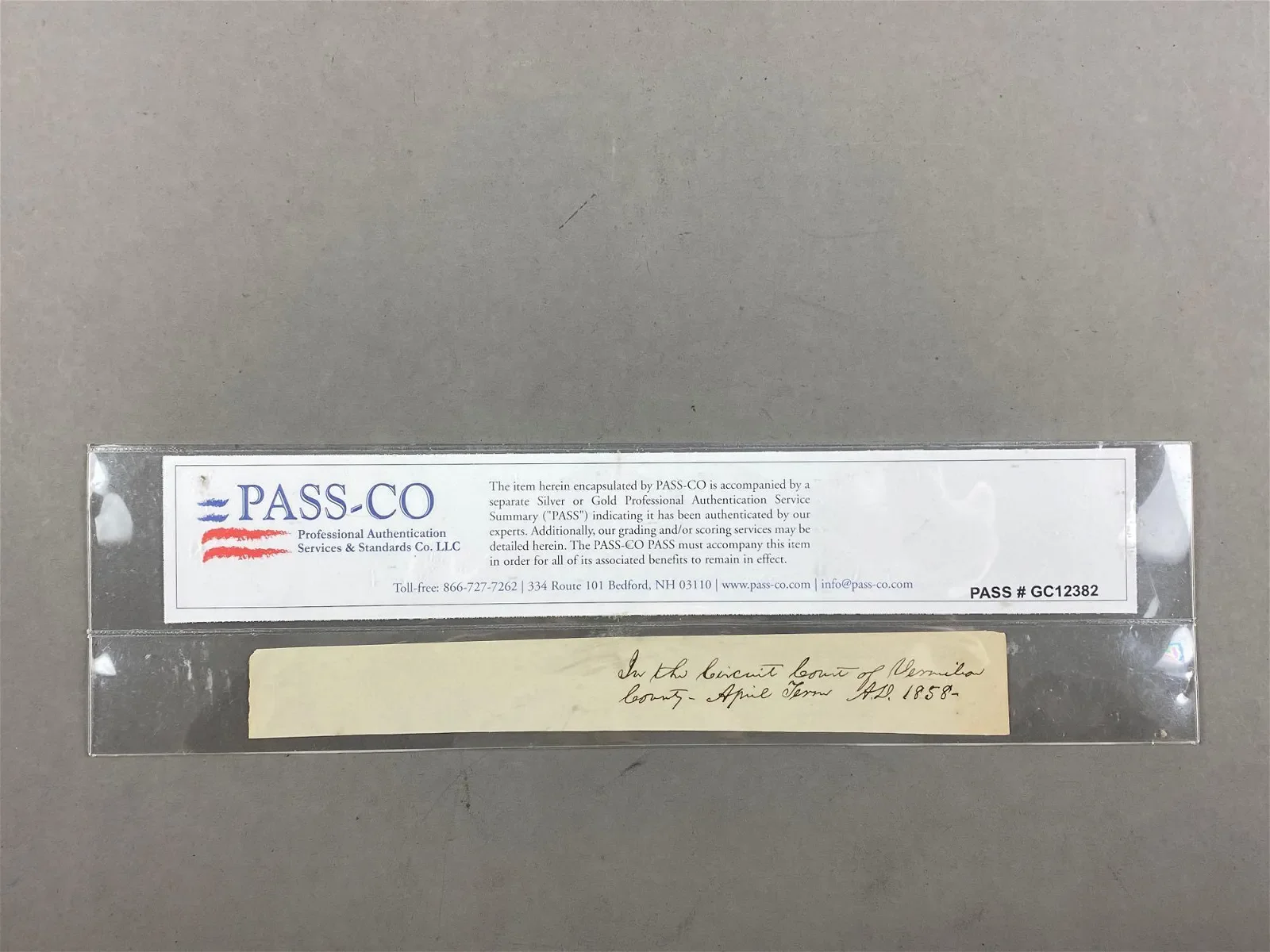 1858 Abraham Lincoln Written Document Fragment With COA - Image 3