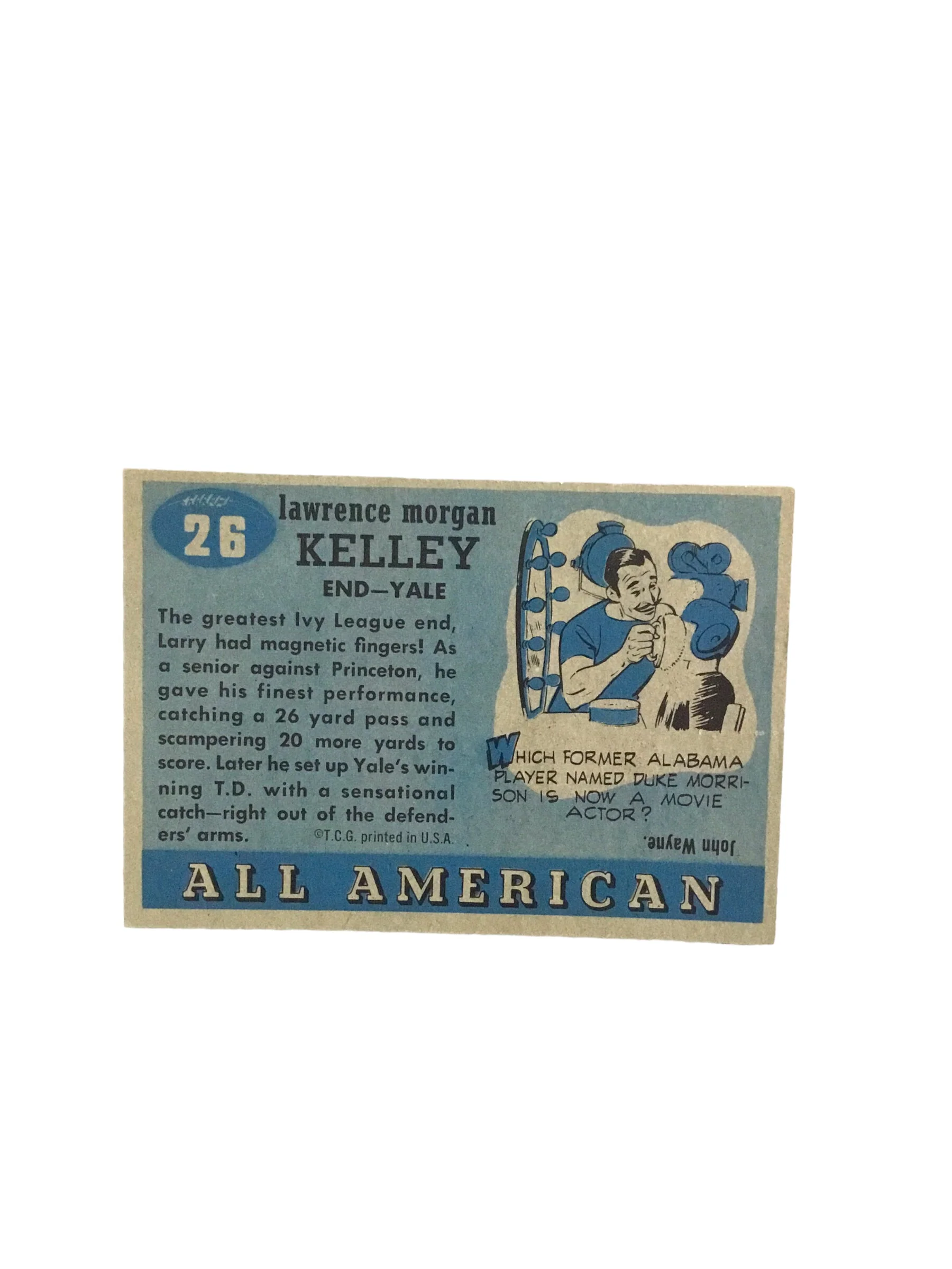 1955 Topps All-American Football Card # 26 Larry Kelley SP - Image 2