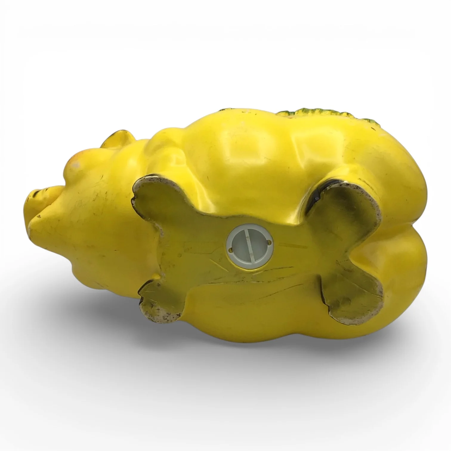 1976 Yellow Floral Hard Plastic Piggy Bank - Universal Statuary Corp - Image 7