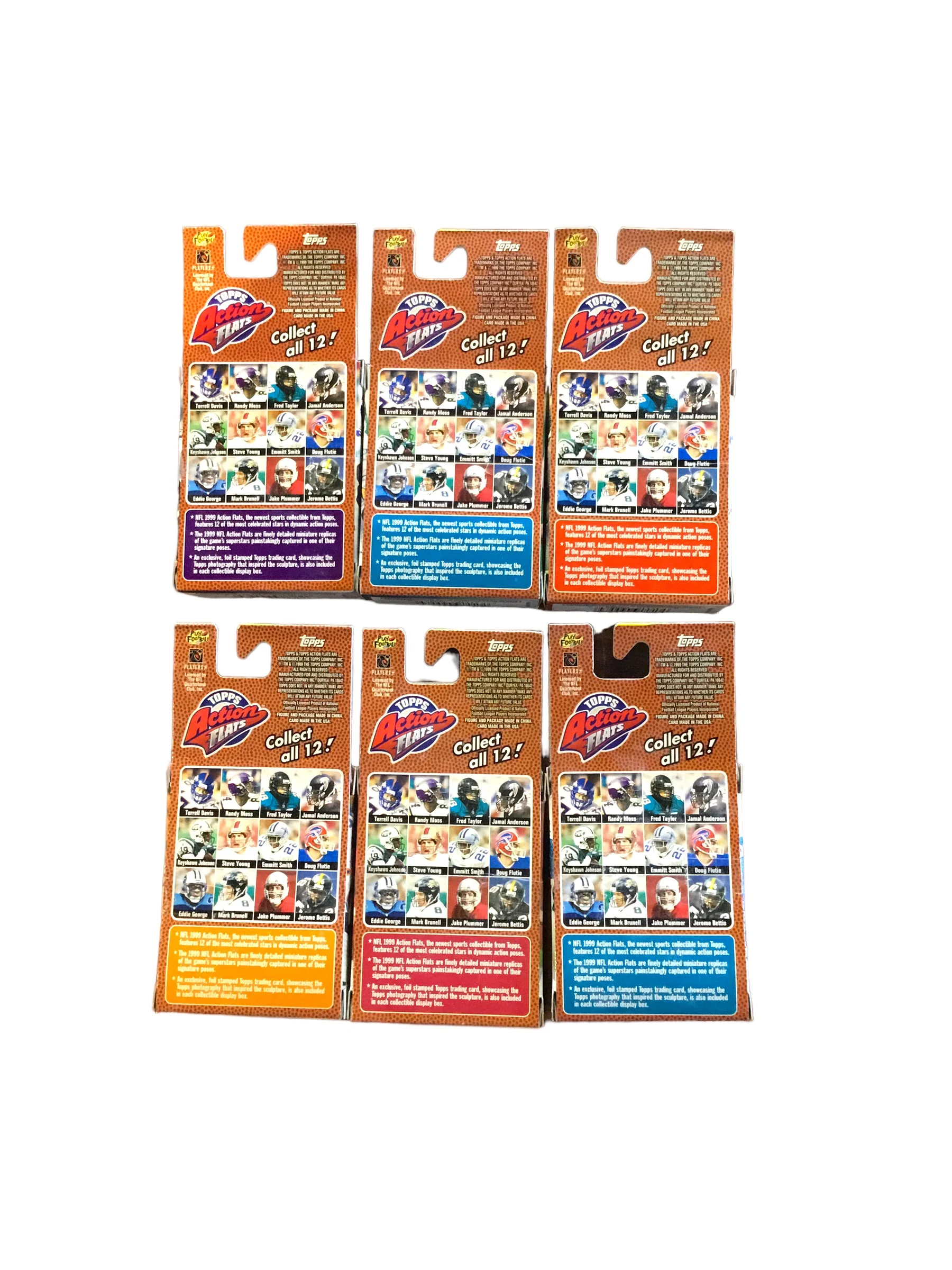 1999 Topps Action Flats Football Figure and Exclusive Card- Complete Set of 12 - New In Box - Image 2