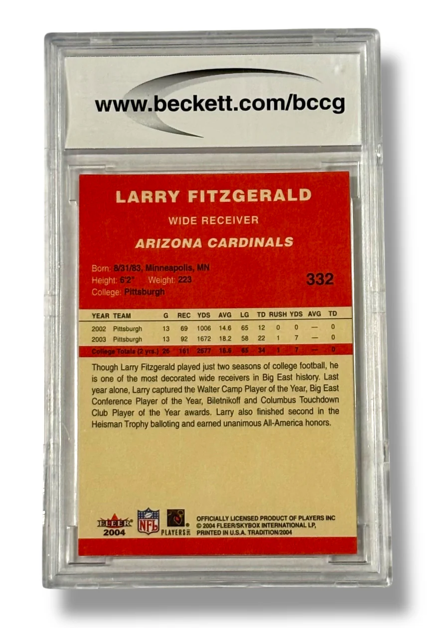 2004 Fleer #332 Larry Fitzgerald Rookie RC BCCG 9 Near Mint - 00010308422 - Image 2