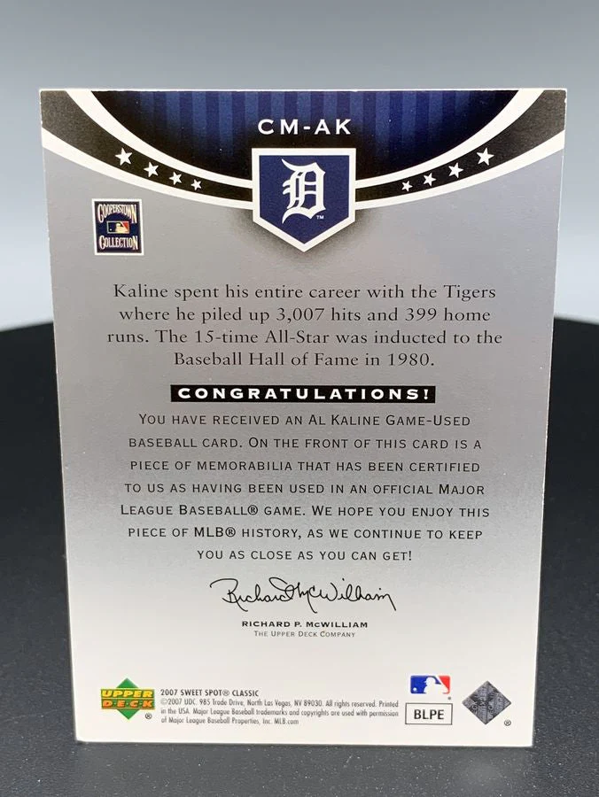 2007 Upper Deck Sweet Spot Classic Al Kaline Memorabilia Tigers #CM-AK - Image 2