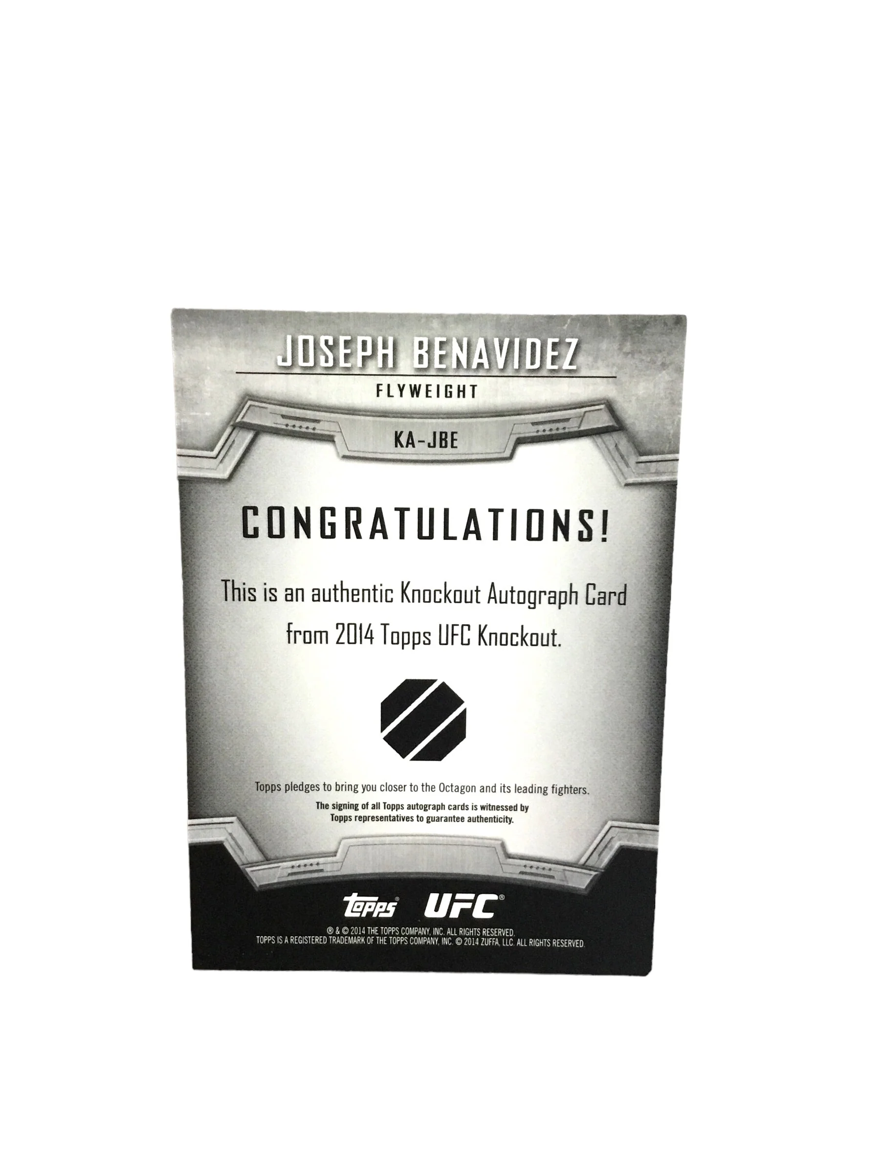 2014 Topps UFC Knockout Autographs #KAJBE Joseph Benavidez Boxing Card #2/8 - Image 2