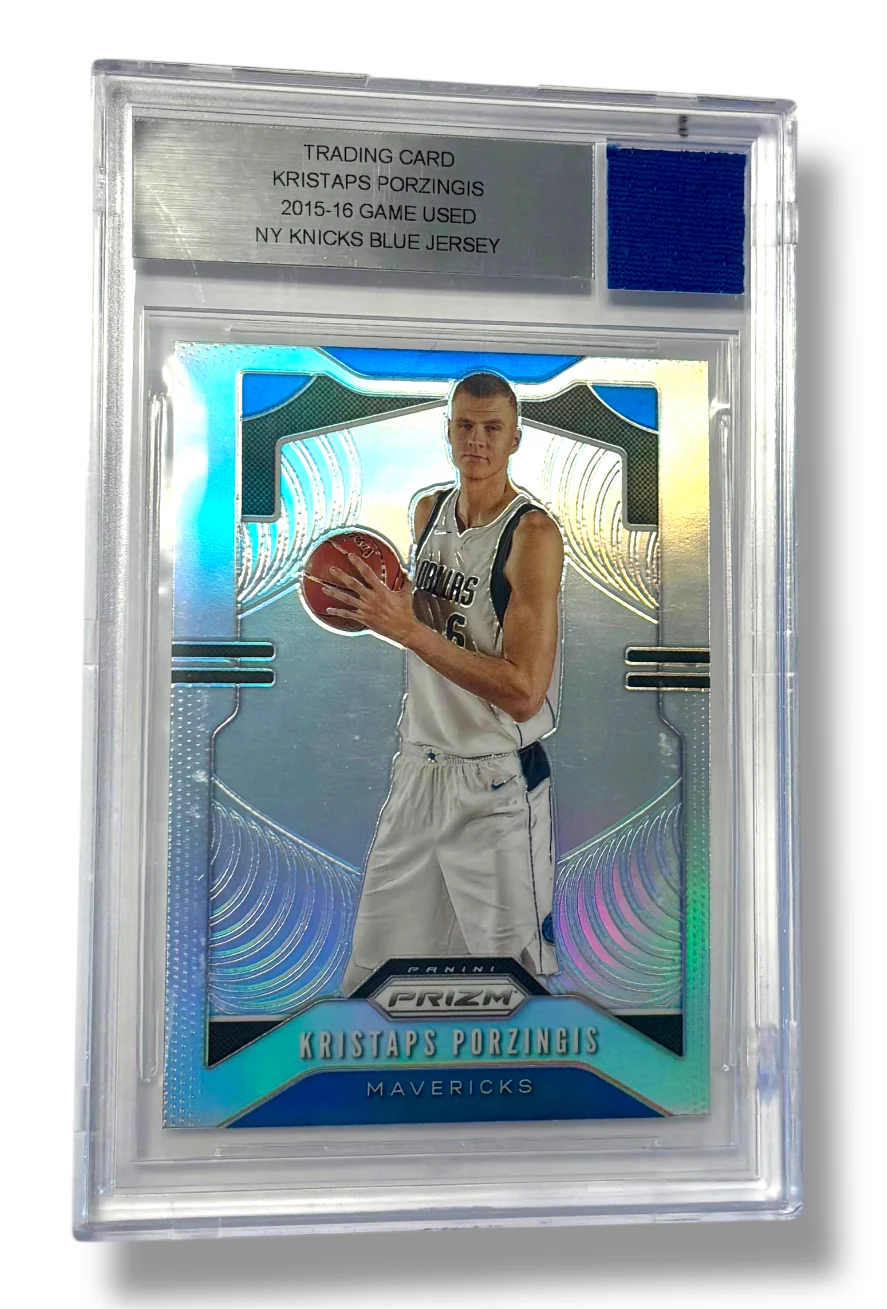 2019 Panini Prizm Silver Kristaps Porzingis Game Used Jersey 2015 RC YR BGS