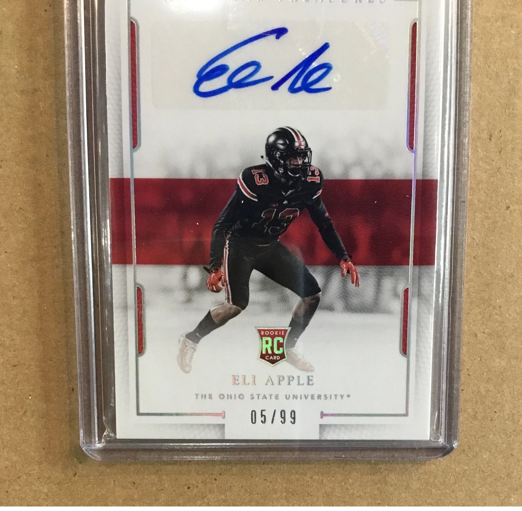 2016 Panini National Treasures Collegiate #102 Eli Apple AU RC /99 - Image 2