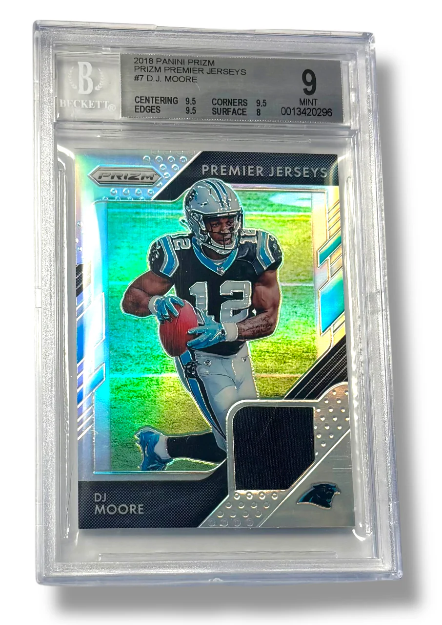 2018 Panini Prizm Silver Premier Jerseys RC Rookie DJ Moore BGS 9 - 0013420296