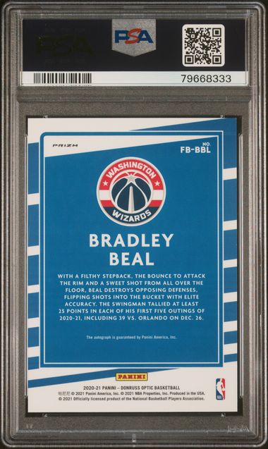 2020 Donruss Optic Fast Break Signatures Bradley Beal Auth Auto PSA 9 Pop 1! - 79668333 - Image 2