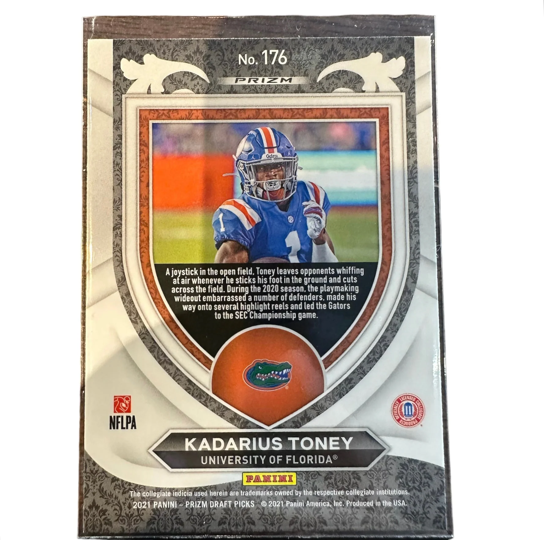 2021 Draft Picks Kadarius Toney #176 Crusade Orange Cracked Ice Rookie Card - Image 2