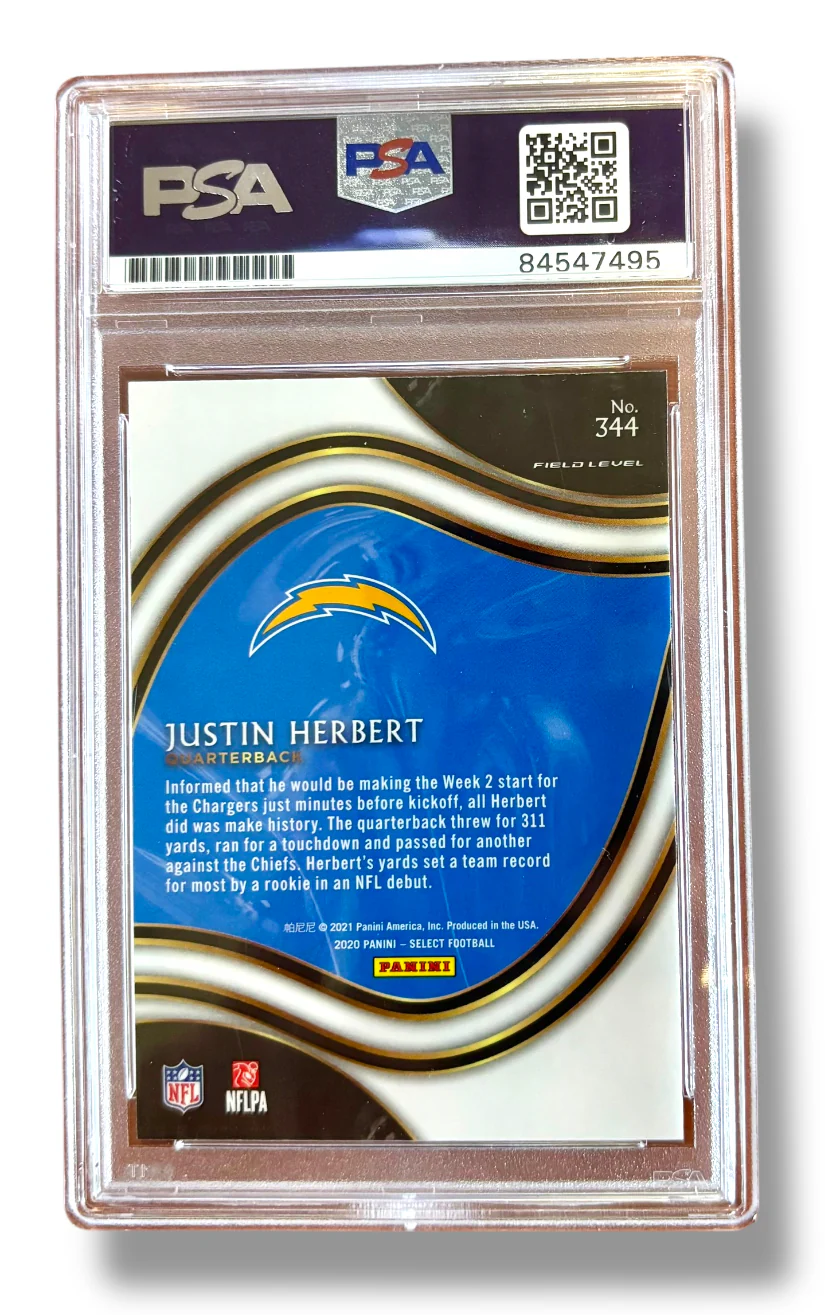 2021 Select Field Level Blue Ink Auto Justin Herbert Rookie RC PSA 10 - 84547495 - Image 2