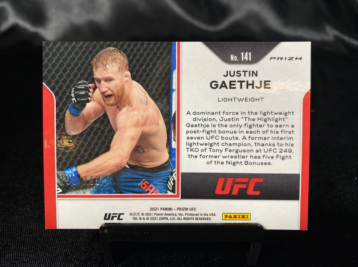 2021 UFC Blue Prism Justin Gaethje Boxing Card /199 - Image 2