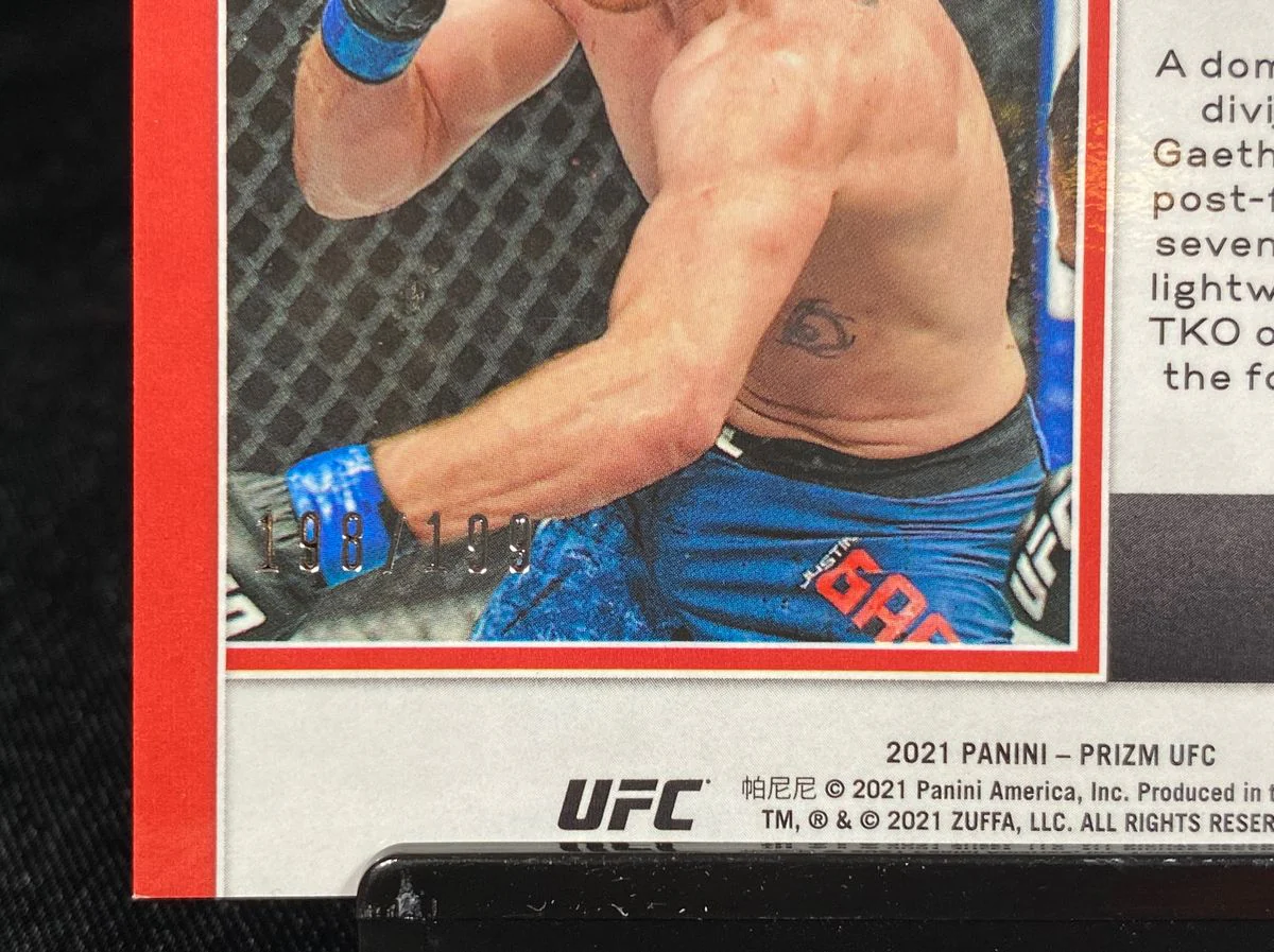 2021 UFC Blue Prism Justin Gaethje Boxing Card /199 - Image 3