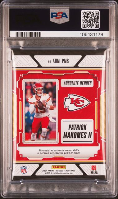 2024 Absolute Heroes Memorabilia /250 Pat Mahomes PSA 7 POP 3 Rare! - 105131179 - Image 2