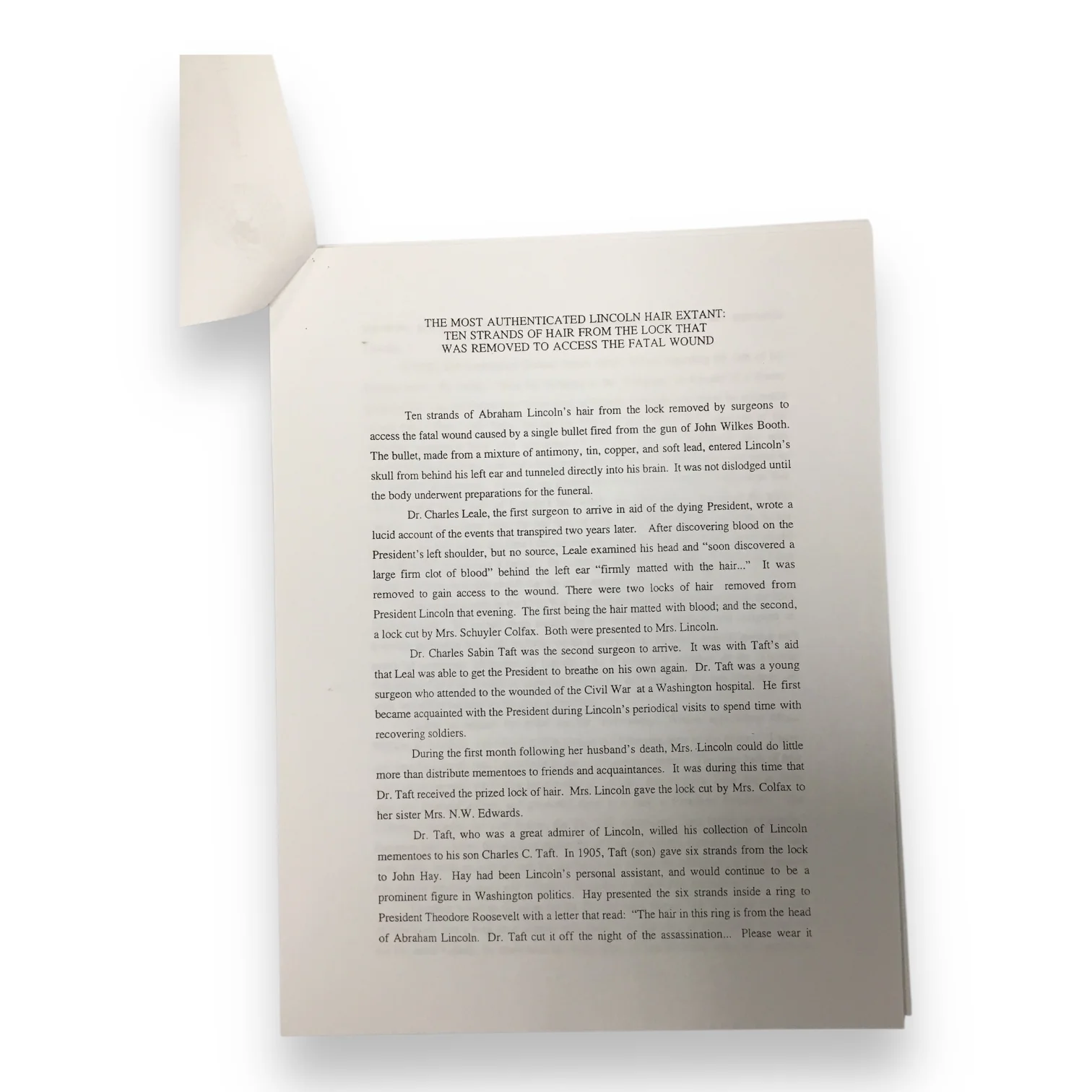 Abraham Lincoln Hair Clipping - MOST Documented Hair with Certificate of Authenticity - Image 4
