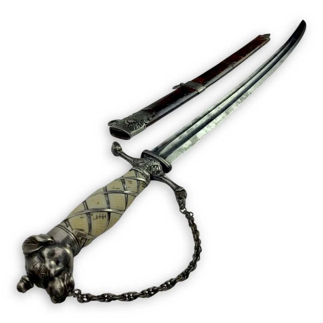 American Revolutionary War Dog Head Silver Hilt Sword Hallmarked 1770 - Image 12