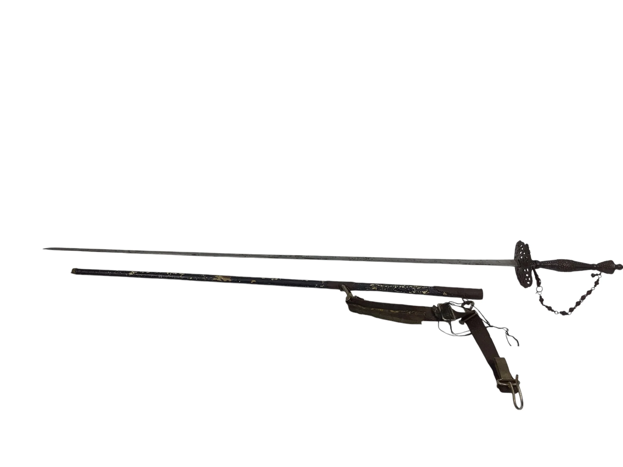Rev War French Officer Rapier w/ Chain Guard & Scabbard, 18th C, Rare Sword - Image 3