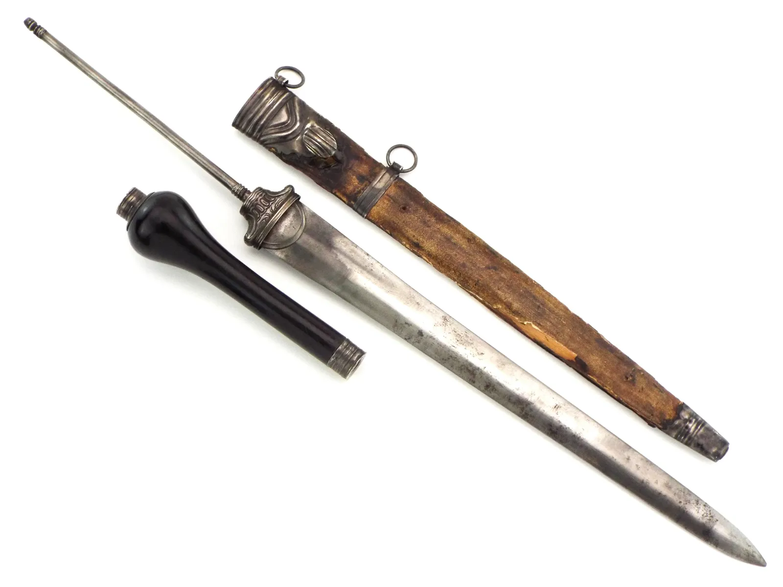 Exceedingly Rare French Plug Bayonet w/ Reversible Handle & Scabbard, 17th–18th C Rev War - Image 6