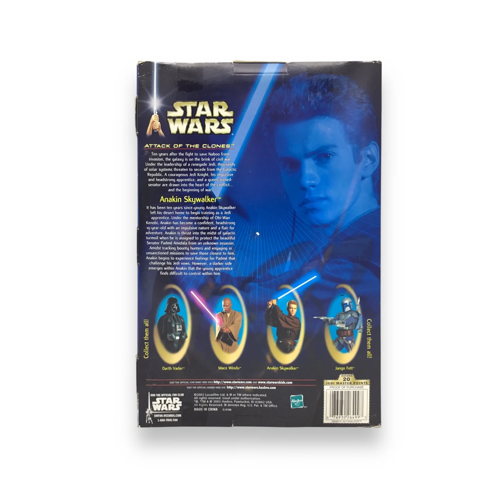 Anakin Skywalker Character Collectible Star Wars Attack of the Clones Hasbro Figure - Image 4