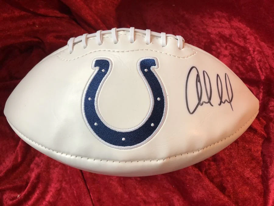 Andrew Luck Colts Signed Football Patch w/ Card & Action Figure COA - Image 3