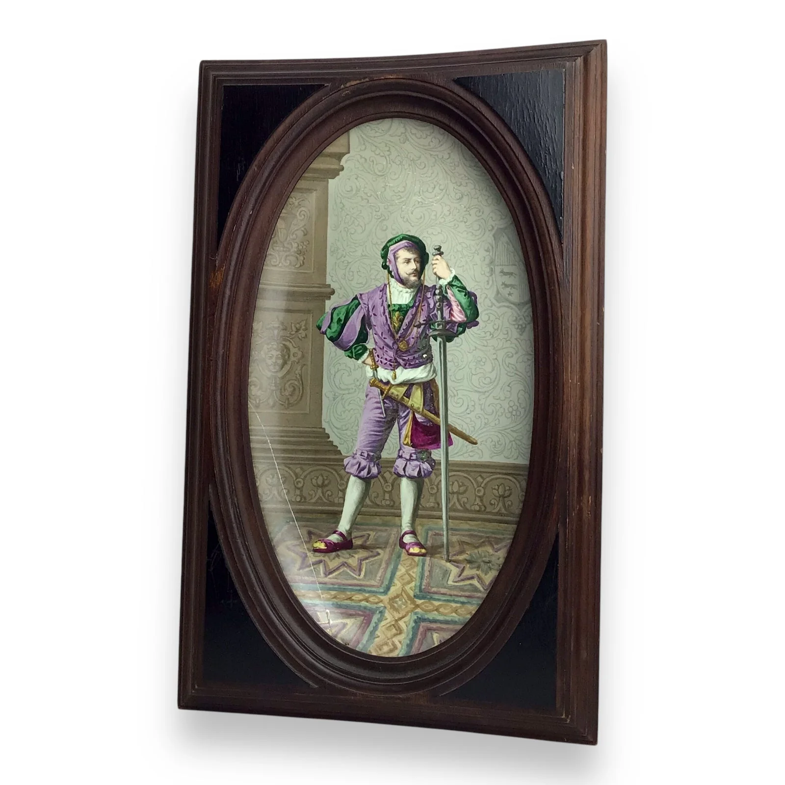 Antique German Porcelain Plaque of a Landsknecht Warrior, 19th Century - Image 8