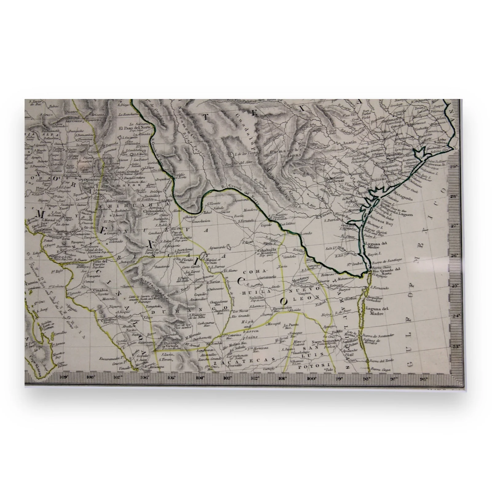 Antique Map "Central America II" Including Texas, California, Mexico, c. 1844 - Image 5