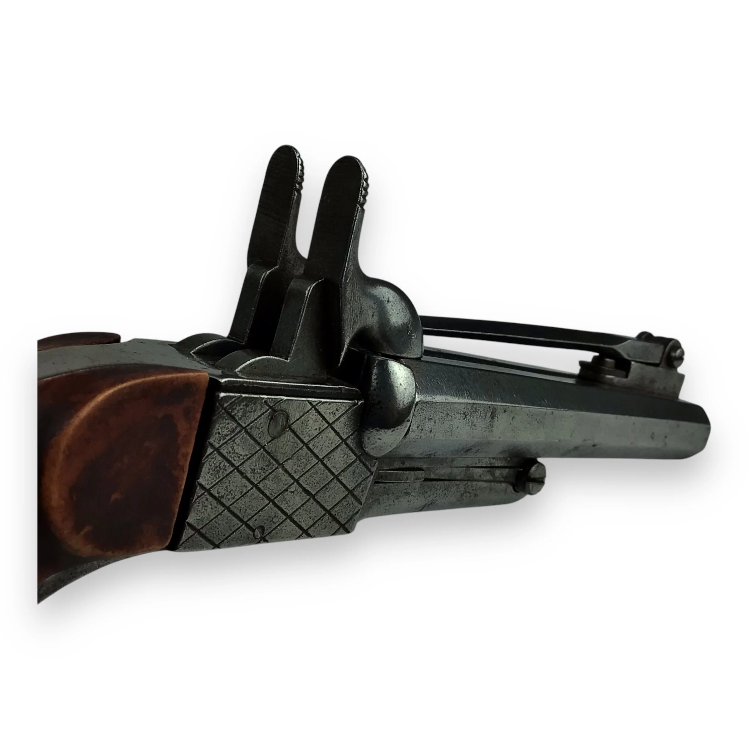 Naval Percussion Double-Barrel Pistol with Spring Bayonet - Dated 1830 - Image 12