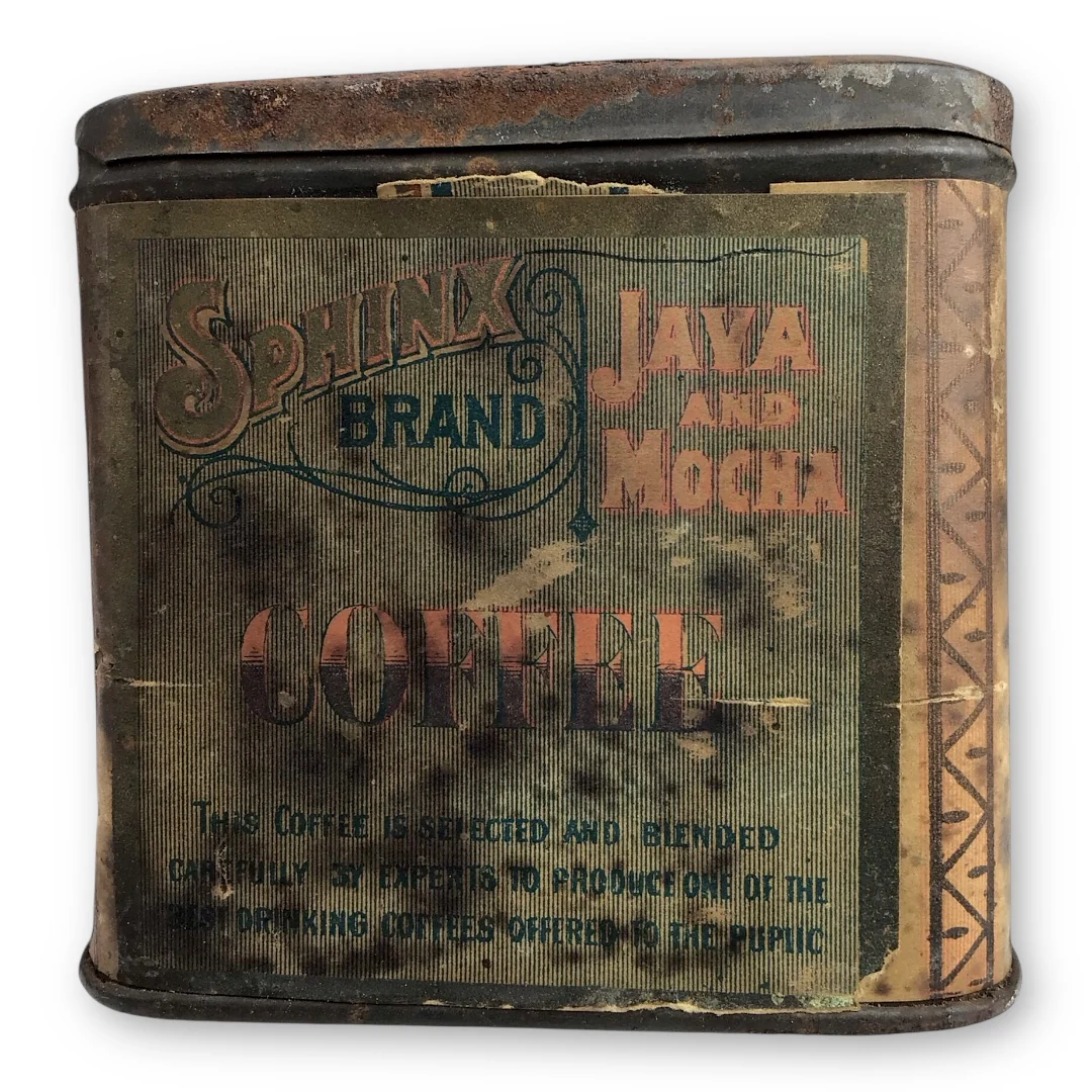 Antique Sphinx Brand Java and Mocha Coffee Tin Grinder - Image 3