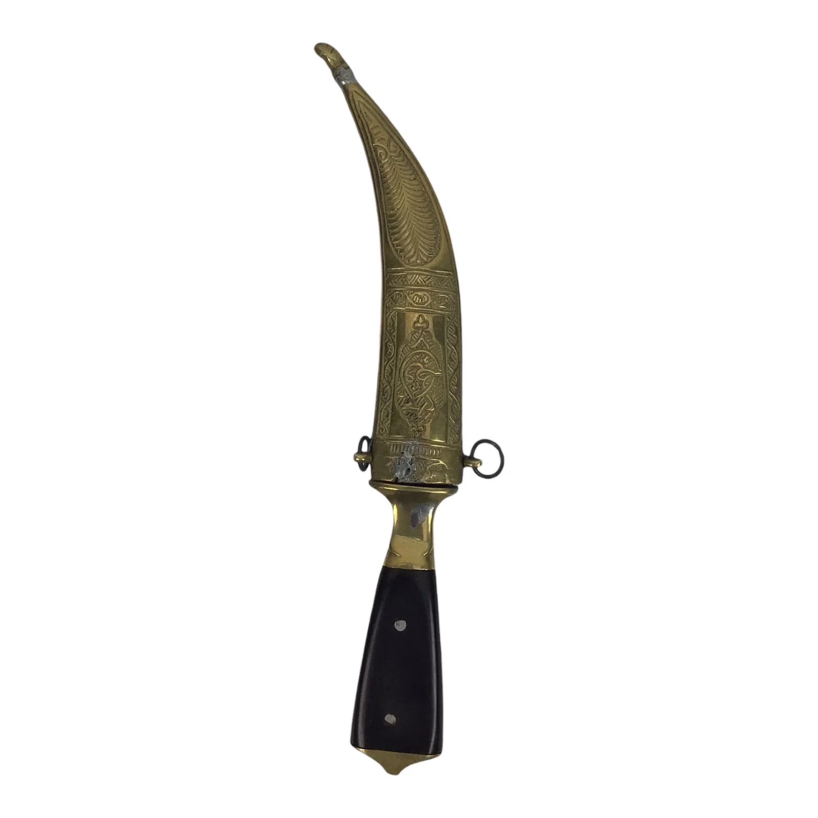 Antique Syrian Jambiya Dagger w/ Sheath Missing Precious Gems - Image 3