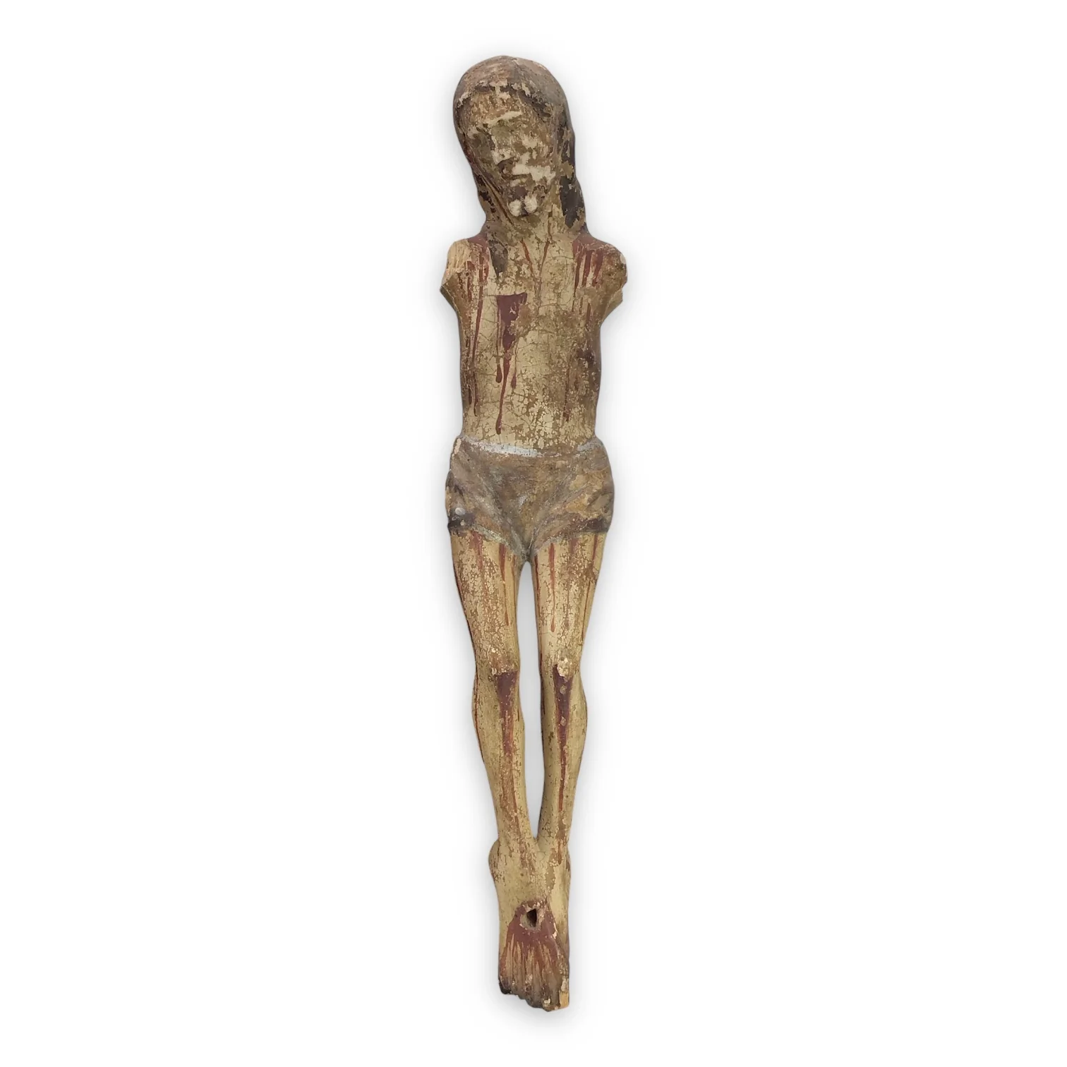 Antique Wooden Crucifix Figure of Christ - Missing Arms (17th Century) - Image 3