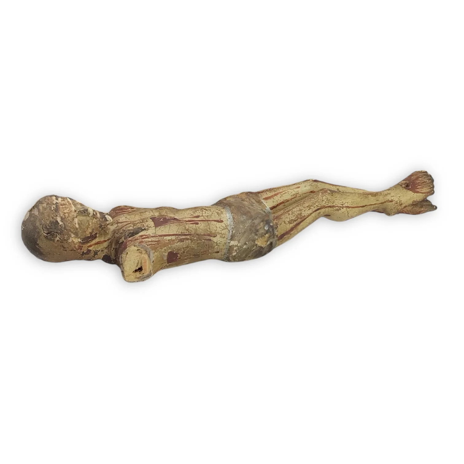 Antique Wooden Crucifix Figure of Christ - Missing Arms (17th Century) - Image 6