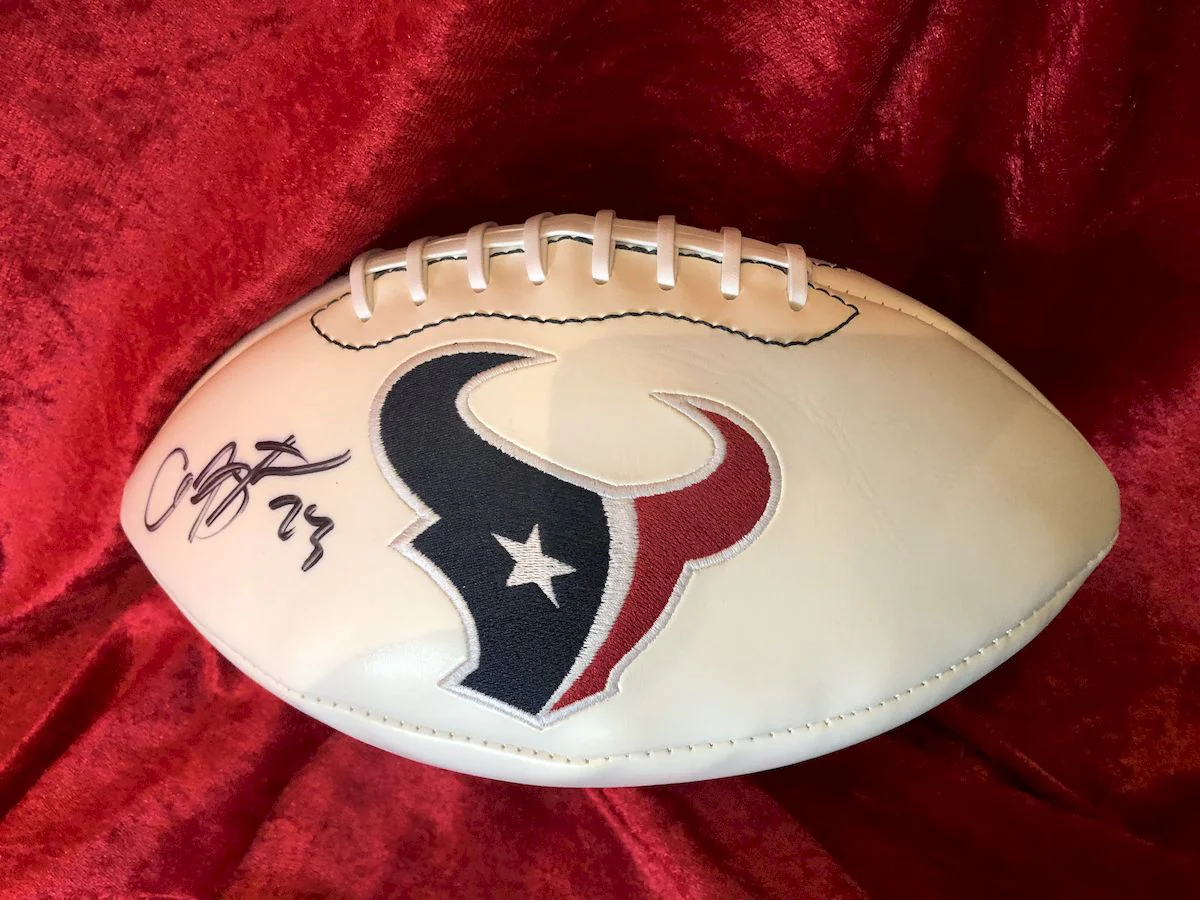 Arian Foster Texans Certified Authentic Autographed Football Shadowbox - Image 2