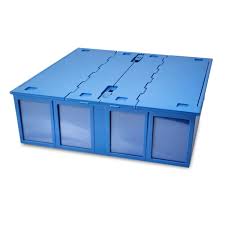 BCW 3,200 Count Blue Plastic 4 Row Collectible Trading Card Bin with Hinged Lid - Image 3