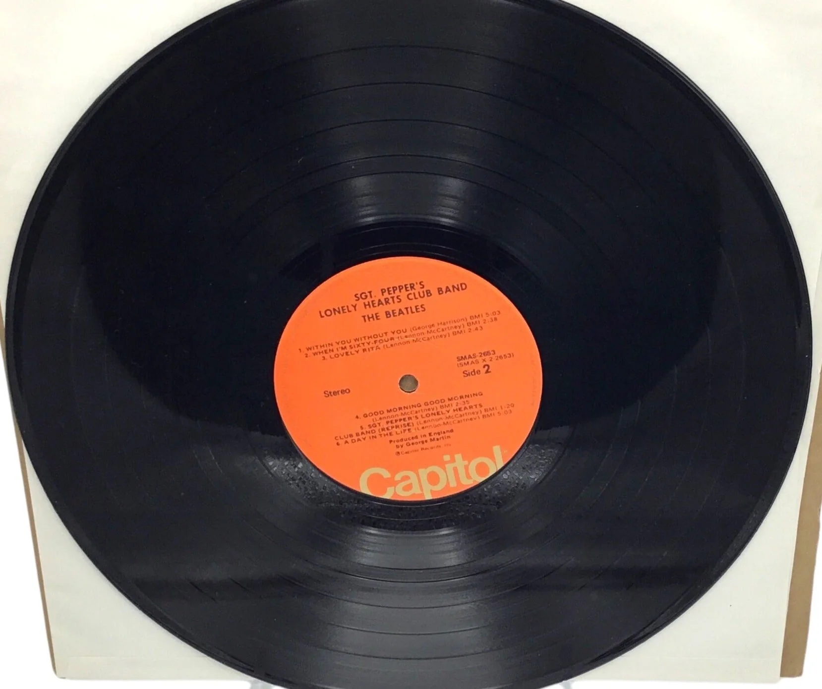 BEATLES Sgt. Peppers... CAPITOL SMAS-2653 LP VG+ orange label w/ insert - Image 5