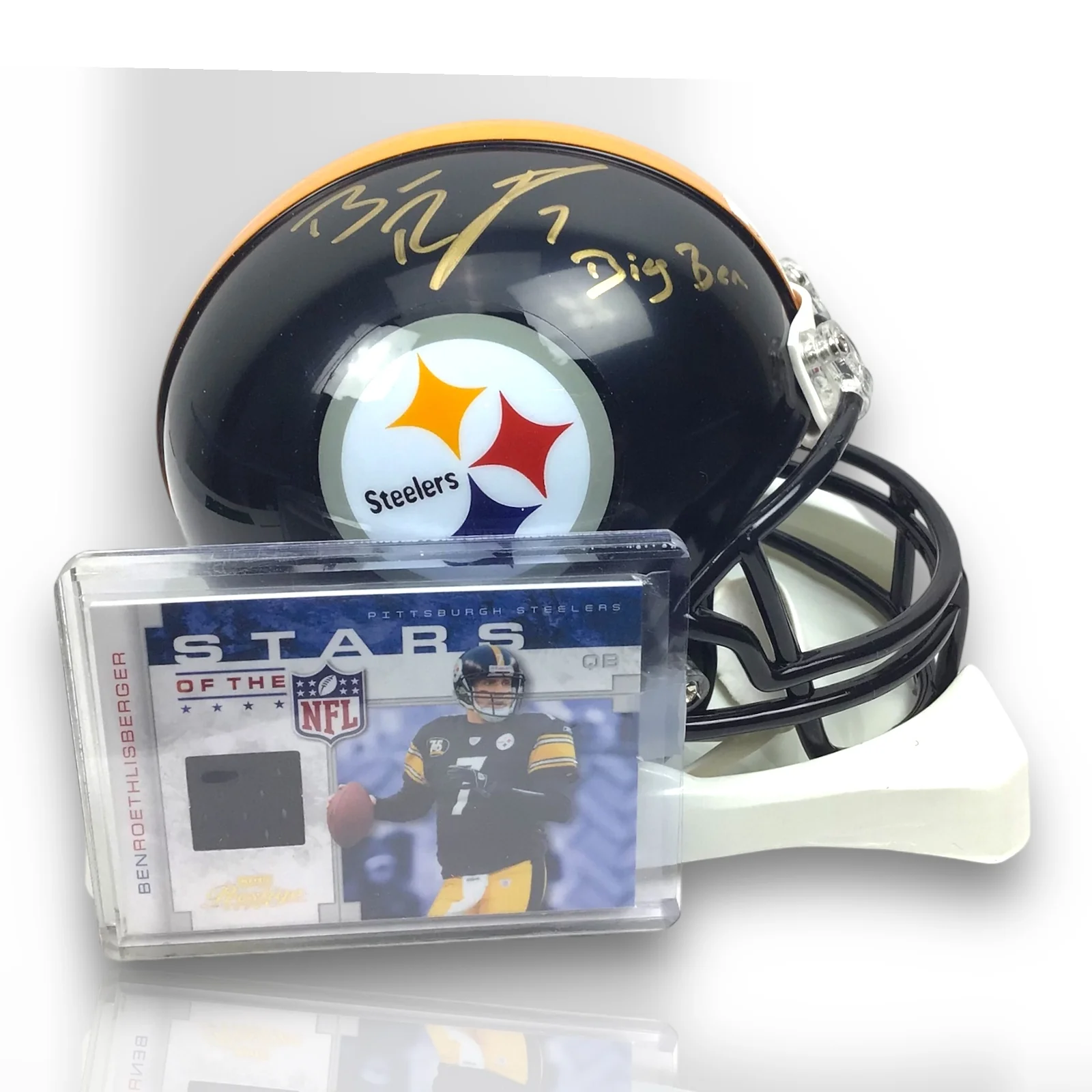 Ben Roethlisberger Steelers Authentic Autographed Mini Helmet Shadowbox - Image 3