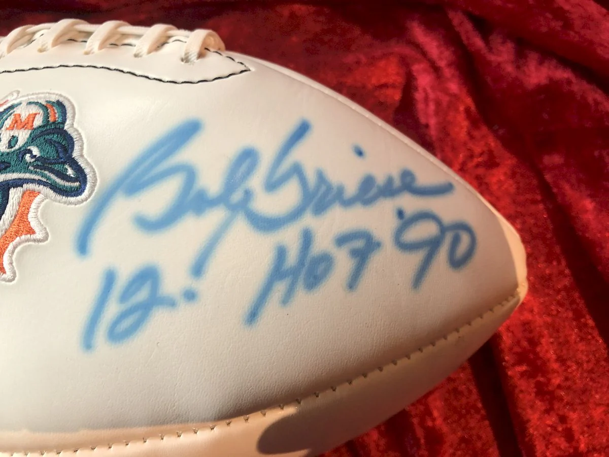 Bob Griese Miami Dolphins Signed Football Shadowbox w/ COA - Image 6