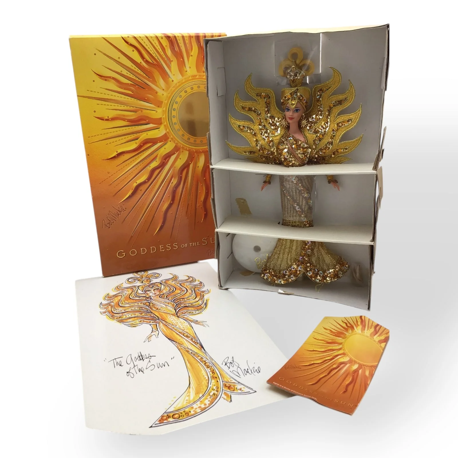 Bob Mackie Barbie Goddess of the Sun & Moon Goddess Dolls Set of 2 in Original Box - Image 3