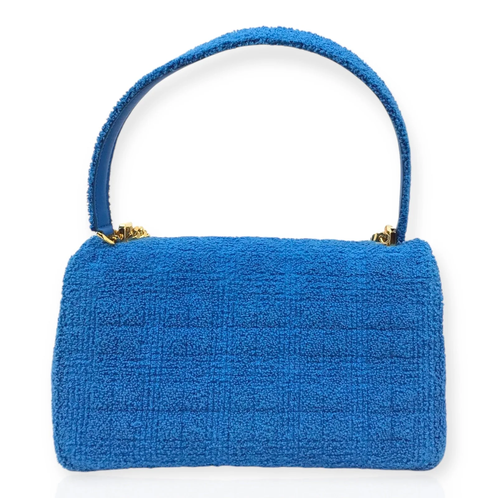 Authentic Burberry Lola Handbag - Blue Terry Cloth and Leather with Gold-Tone Hardware - Image 10