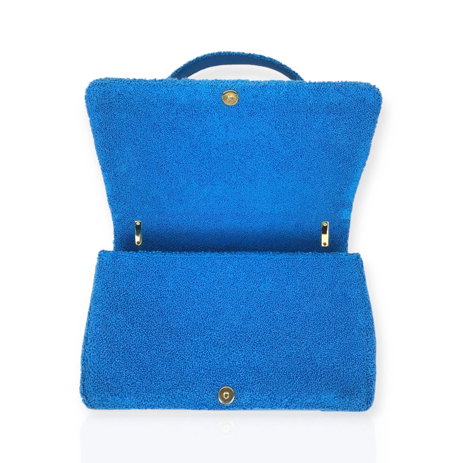 Authentic Burberry Lola Handbag - Blue Terry Cloth and Leather with Gold-Tone Hardware - Image 11