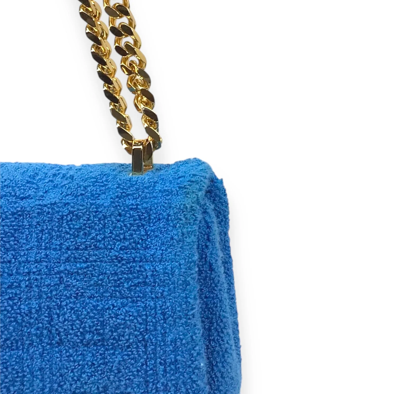 Authentic Burberry Lola Handbag - Blue Terry Cloth and Leather with Gold-Tone Hardware - Image 13