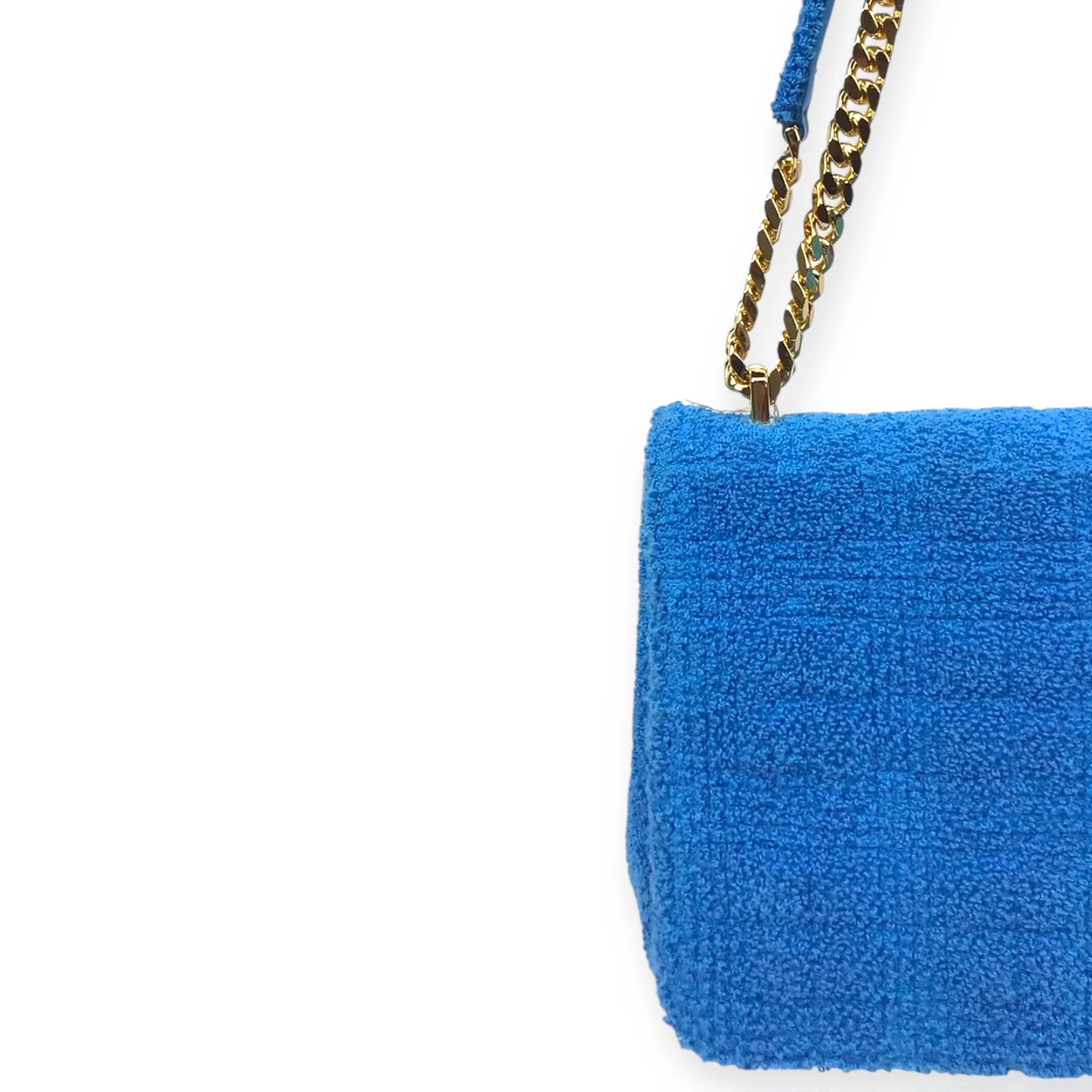 Authentic Burberry Lola Handbag - Blue Terry Cloth and Leather with Gold-Tone Hardware - Image 14