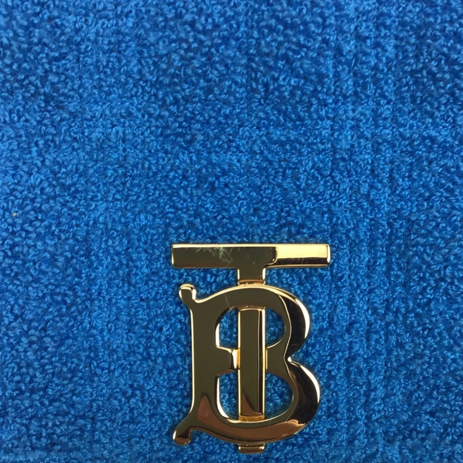 Authentic Burberry Lola Handbag - Blue Terry Cloth and Leather with Gold-Tone Hardware - Image 6