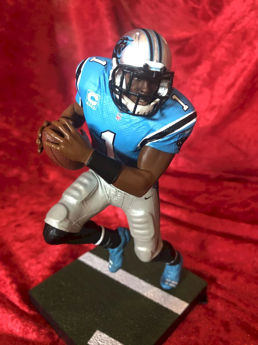 Cam Newton Panthers Signed Football w/ Figure & Jersey Card – GTSM COA Shadowbox - Image 5