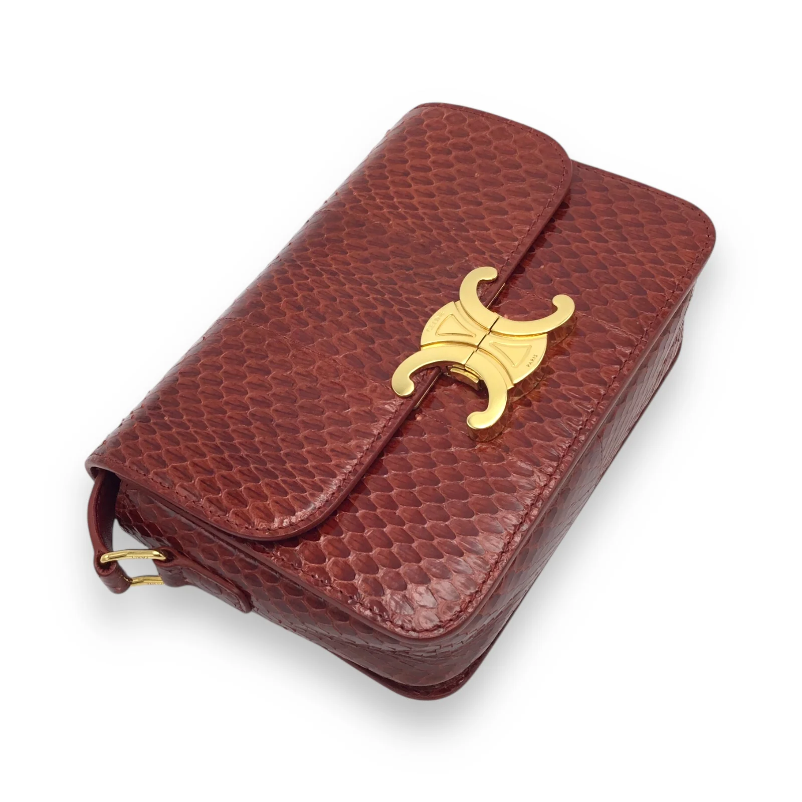 Celine Teen Triomphe Bag Designer Handbag Ruby Red w/ Gold Hardware - Image 3