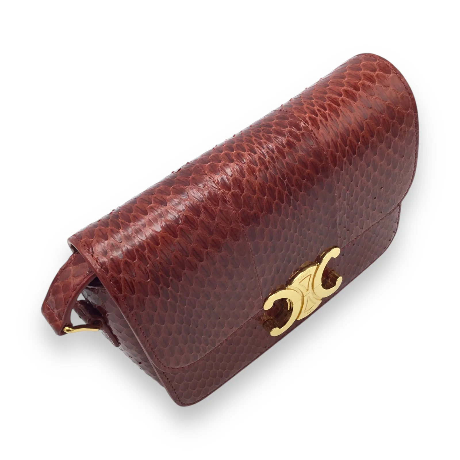 Celine Teen Triomphe Bag Designer Handbag Ruby Red w/ Gold Hardware - Image 6