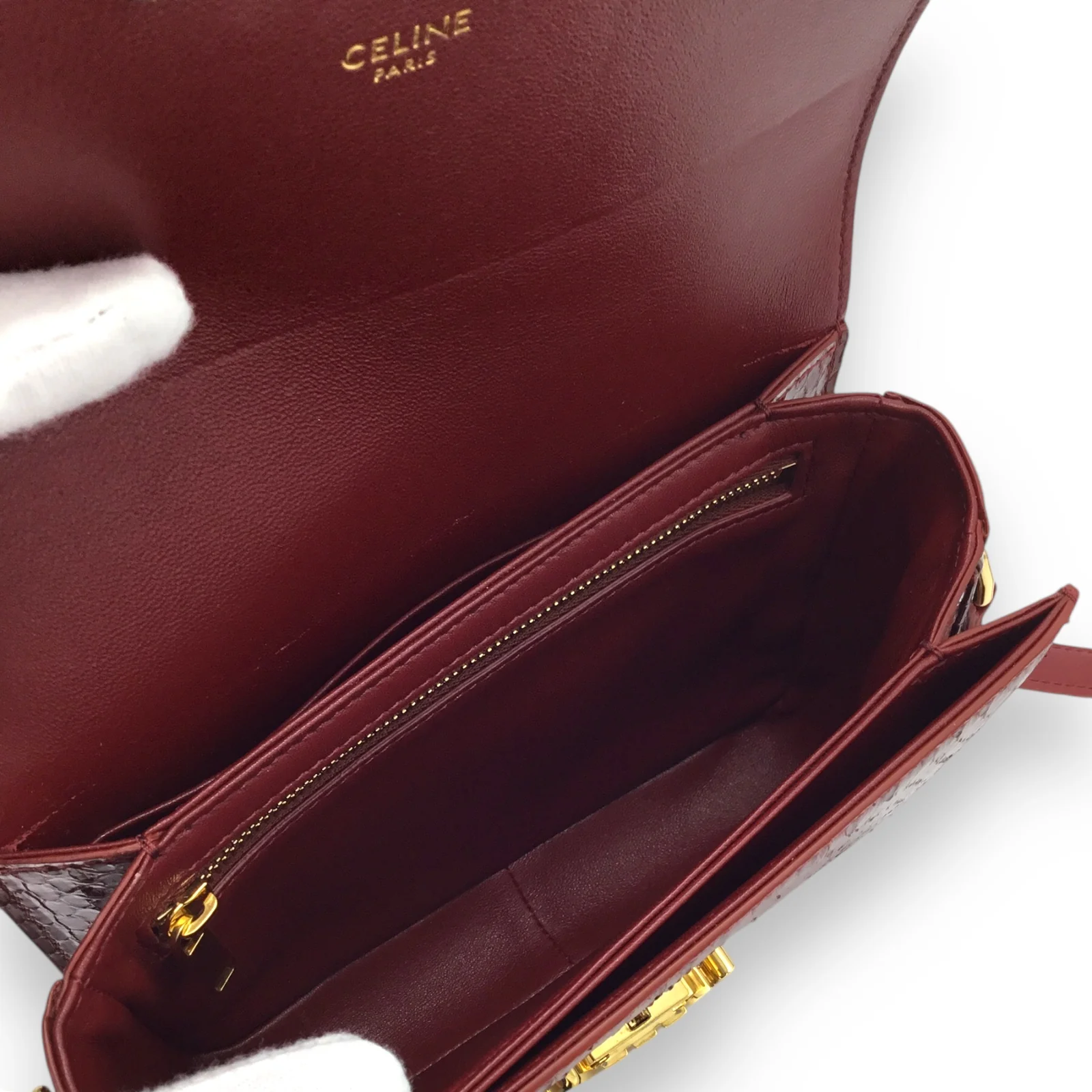Celine Teen Triomphe Bag Designer Handbag Ruby Red w/ Gold Hardware - Image 8