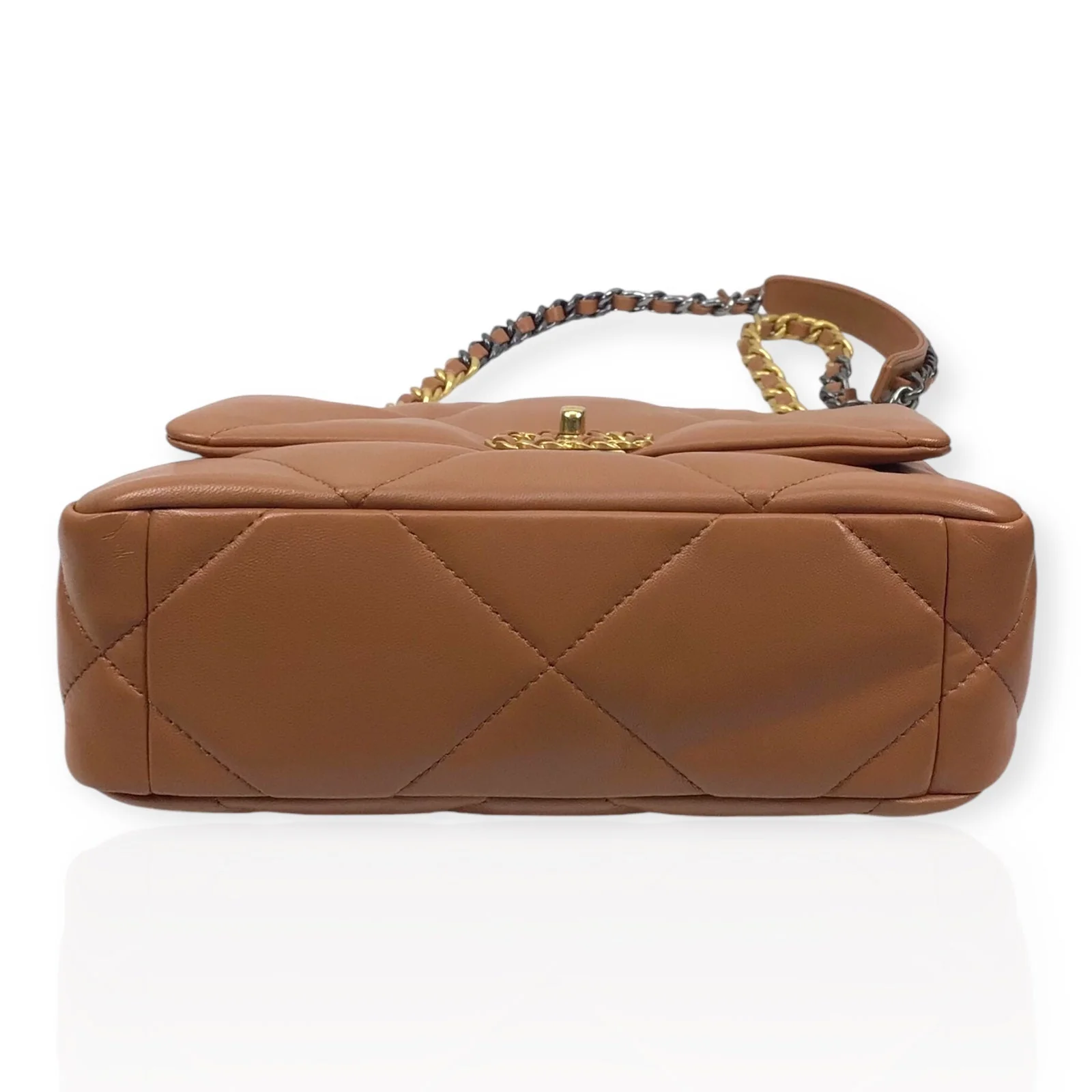 Chanel 19 Medium Flap Bag - Authentic Quilted Lambskin in Brown - Image 11