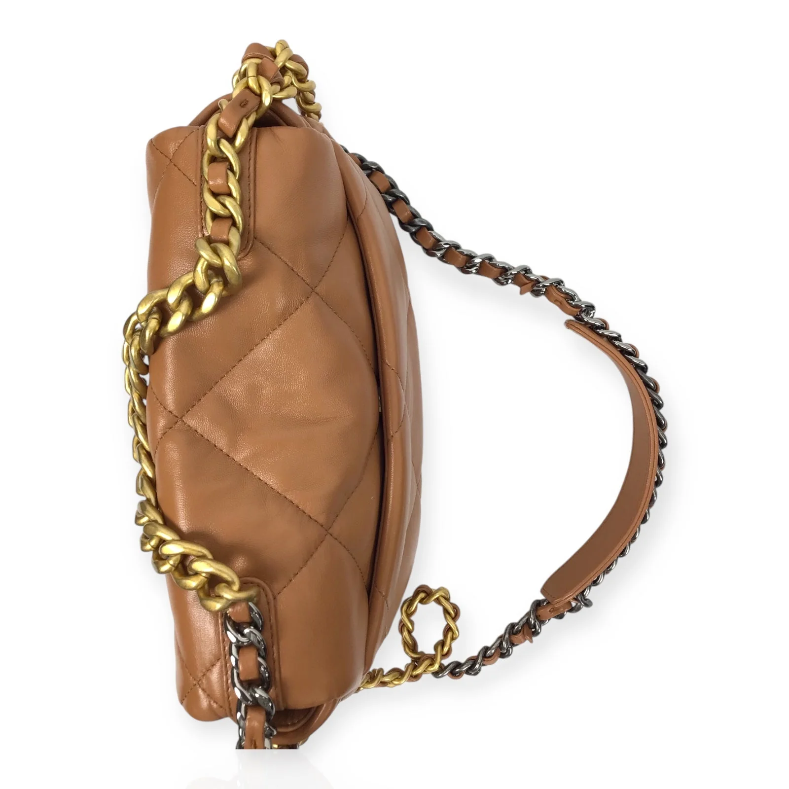 Chanel 19 Medium Flap Bag - Authentic Quilted Lambskin in Brown - Image 6