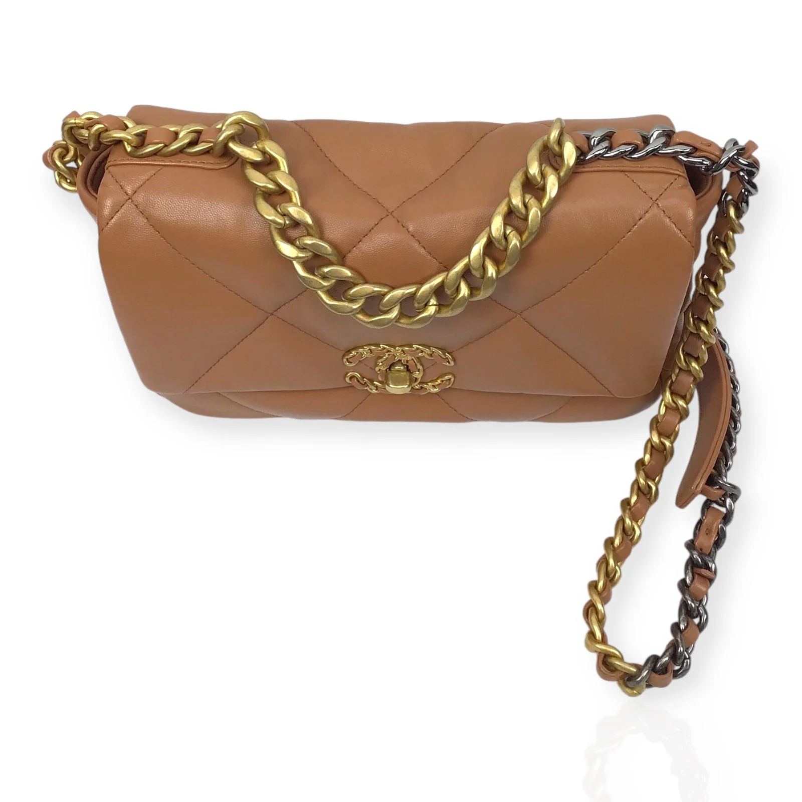 Chanel 19 Medium Flap Bag - Authentic Quilted Lambskin in Brown - Image 7