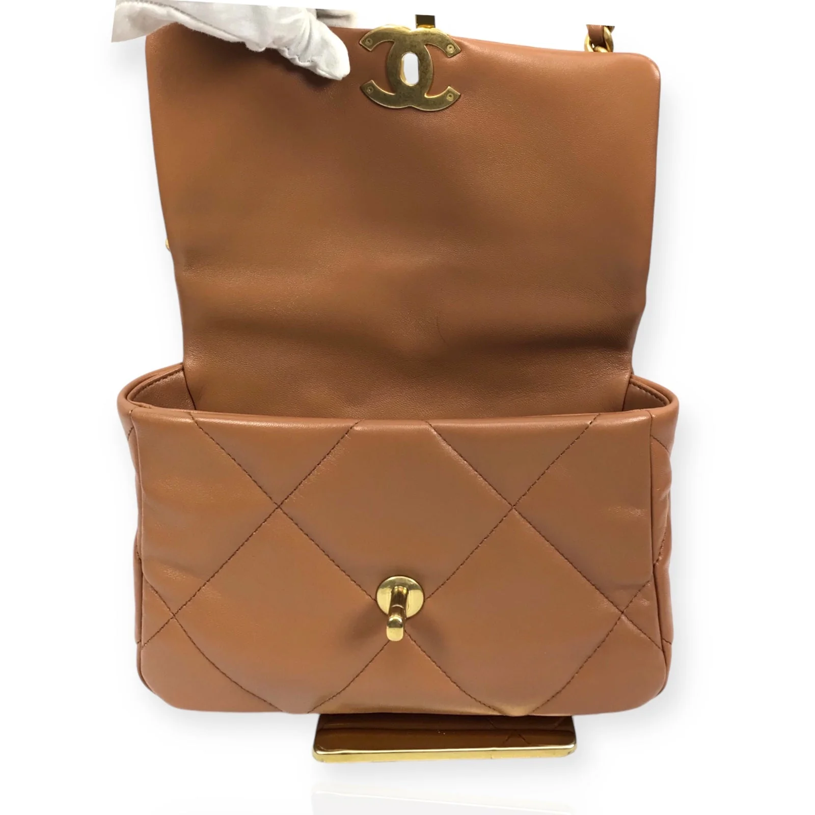 Chanel 19 Medium Flap Bag - Authentic Quilted Lambskin in Brown - Image 9