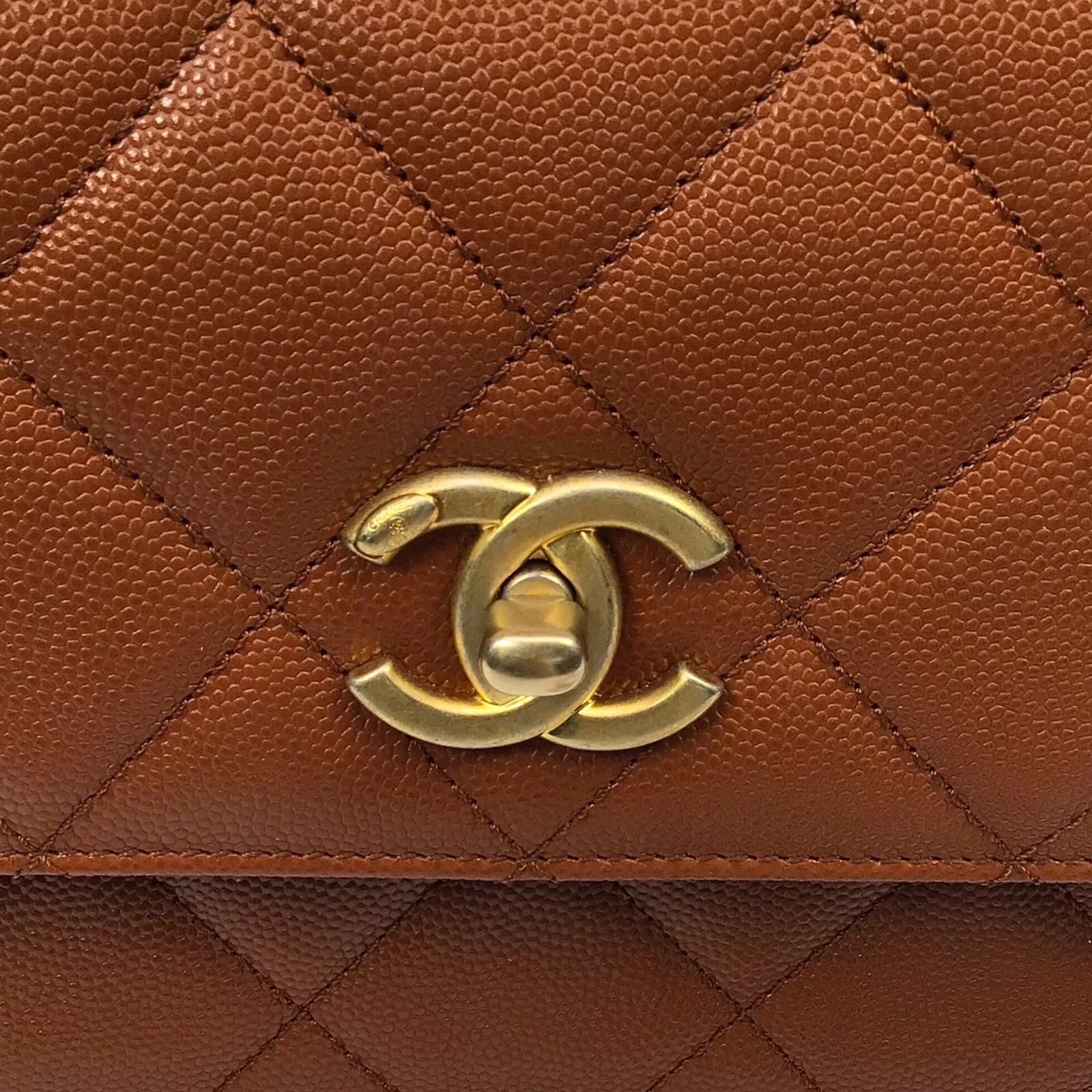 CHANEL Brown Caviar Chain Frame Flap Bag w/ Box & Dust Bag - Image 13