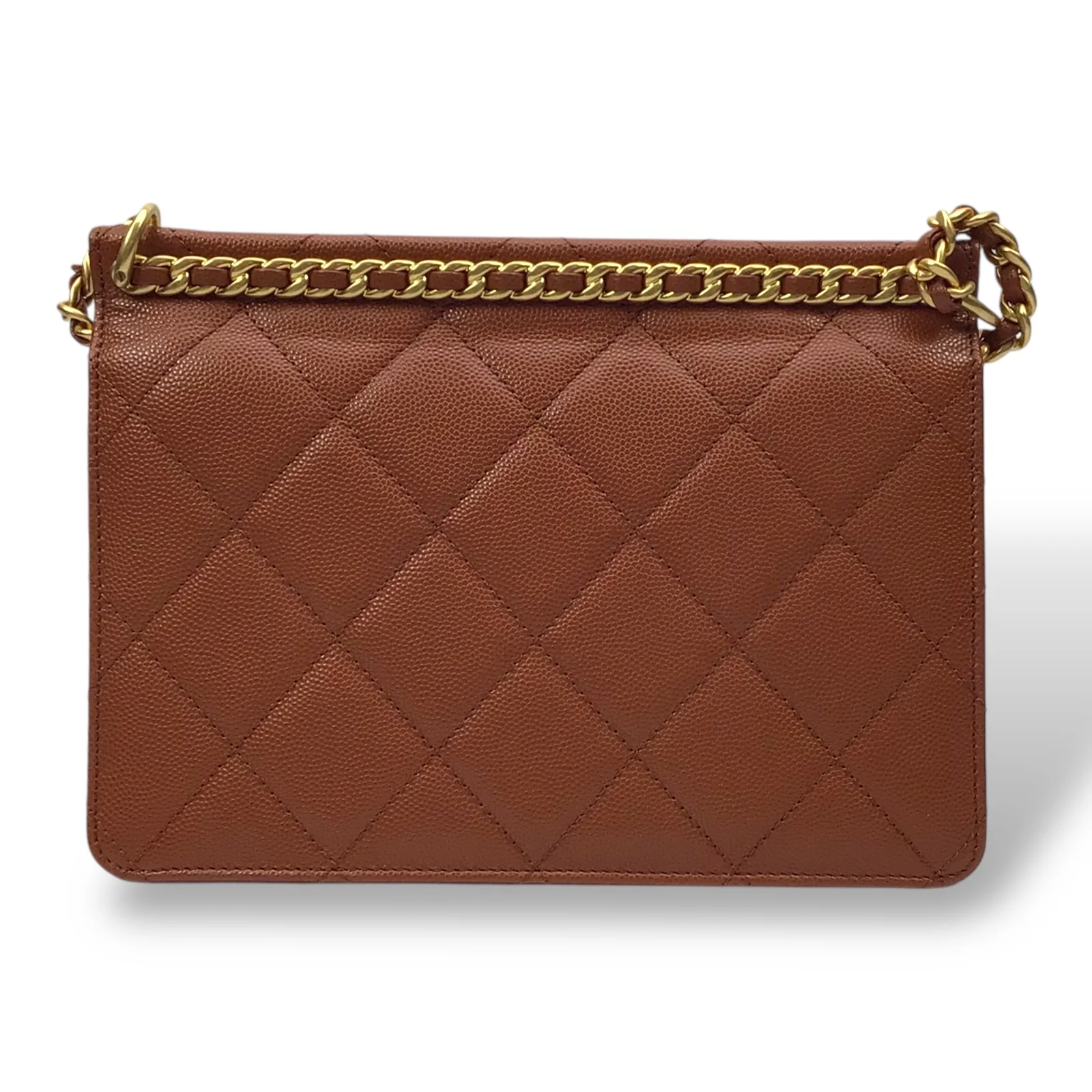 CHANEL Brown Caviar Chain Frame Flap Bag w/ Box & Dust Bag - Image 8